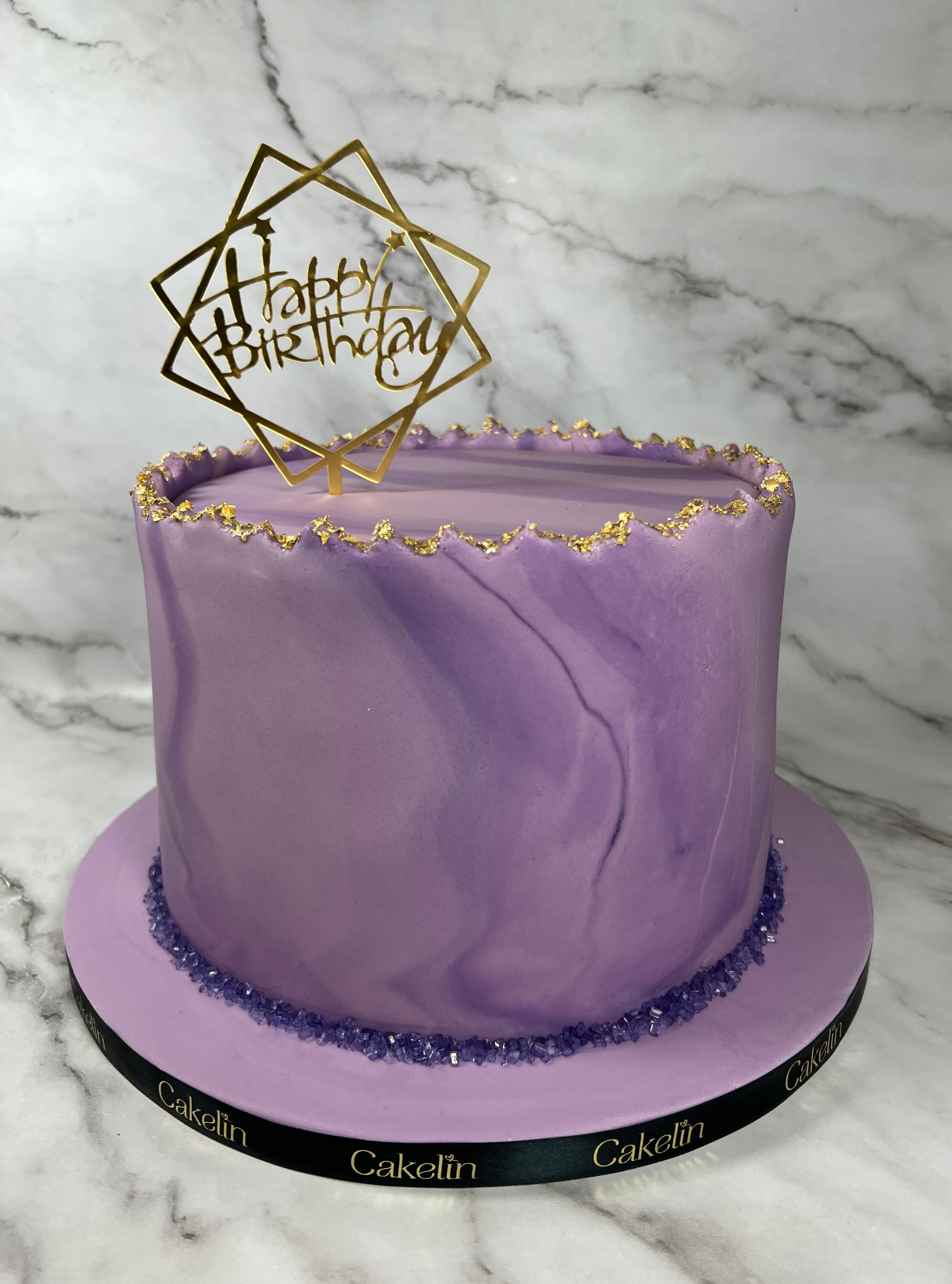 Lilac Marble Birthday Cake