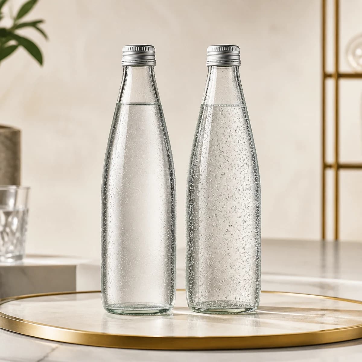 Still and sparkling water bottles